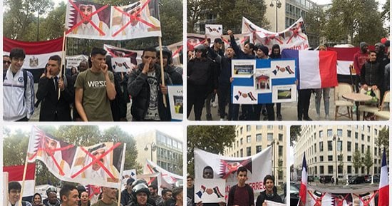 لليوم الثالث على التوالى.. تظاهراتها أمام اليونسكو ضد ارهاب قطر