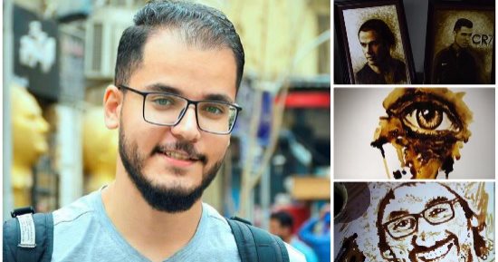 الصدفة خرجت موهبة محمد فى رسم بورتريهات المشاهير بالنسكافيه