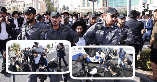 بالفيديو والصور.. اشتباكات عنيفة بين الشرطة الإسرائيلية وآلاف اليهود بالقدس..المتظاهرون يقطعون الطرق ويشعلون النيران فى إطارات السيارات رافضا للتنجيد الإجبارى..وينظمون "مظاهرات غضب" اليوم بعد اعتقال 120 حاخامًا