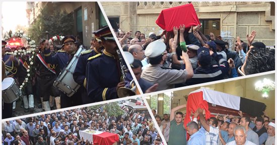 جنازات عسكرية وشعبية مهيبة لشهداء حادث الواحات الإرهابى