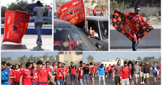 توافد جماهير الأهلى على برج العرب قبل ساعات من مباراة النجم الساحلى