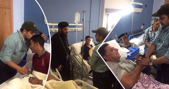 هنيدى يزور أبطال مصر المصابين فى حادثة الواحات الإرهابية