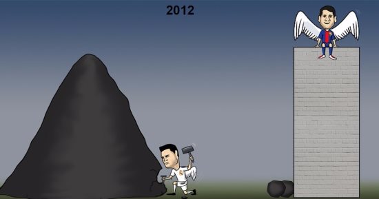 كاريكاتير.. رونالدو نحت فى الصخر ليعادل إنجاز ميسي