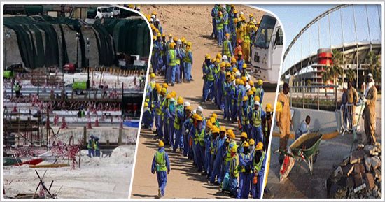 إمارة الاستعباد قطر سابقا.. حصيلة ضحايا منشآت مونديال 2022 تصل لـ1500 عامل.. اعتداءات جسدية على عمال استاد خليفة.. و7.1 مليون عامل فى الدوحة يعيشون تحت رحمة "تنظيم الحمدين".. و"الفيفا" تتجاهل
