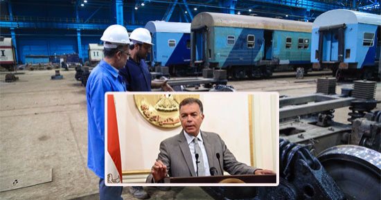 وزير النقل يتفقد ورش السكة الحديد بالتبين لمتابعة تأهيل الجرارات الأمريكية