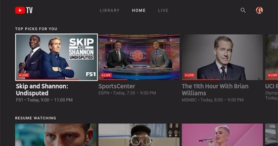 جوجل تكشف عن تطبيق YouTube TV للتلفزيونات الذكية وأجهزة إكس بوكس 