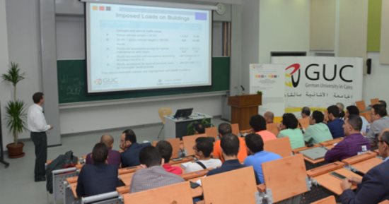 ورشة العمل لتصميم المبانى طبقًا للأكواد الأوروبية بالجامعة الألمانية 