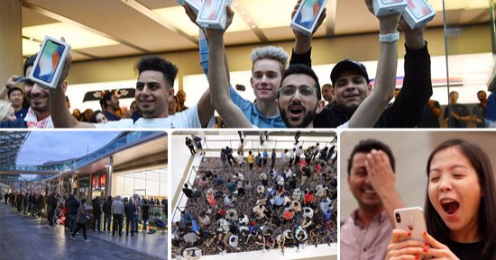 بالصور.. أيفون X يعيد الطوابير مرة أخرى أمام متاجر أبل.. آلاف المستخدمين من الصين لأمريكا يصطفون لشراء الهاتف الجديد .. العملاء فى أستراليا مستعدون لدفع 1579 دولارا.. والمستخدمون فى آسيا يخيمون فى الشوارع 