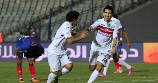 الزمالك يتقدم على بتروجت بثلاثية نظيفة بالشوط  (صور)