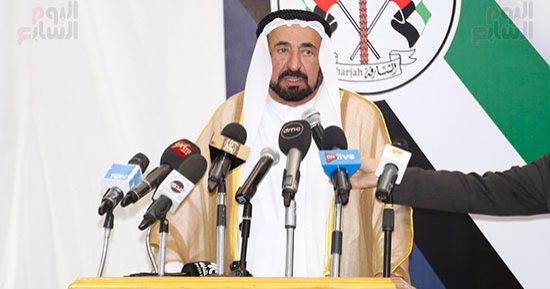 مؤتمر صحفى لحاكم الشارقة فى كلية الزراعة جامعة القاهرة