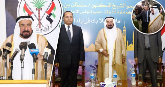 حاكم الشارقة تاريخ من مبادرات الحب.. تعرف على أهم  محطات حياة القاسمى بمصر.. أنشأ دار الوثائق القومية ورمم المجمع العلمى عقب احتراقه.. دعم جامعة القاهرة بـ30 مليون جنيه.. والمصريون يعتبرونه نموذجا للحاكم العربى