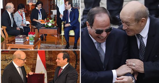 دبلوماسى فرنسى بقلب مصرى.. السيسى ووزير خارجية باريس بين الصداقة والإيجبتومانيا.. لودريان رجل الإليزيه الأول بالقاهرة..صداقة تبدأ بكرة القدم وزار مصر 8 مرات آخرها منتدى شباب العالم..والسيسى يمنحه وسام الجمهورية