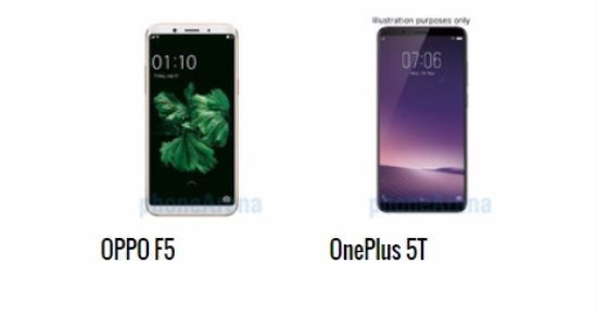 إيه الفرق.. أبرز الاختلافات بين هاتفى OPPO F5 وOnePlus 5T