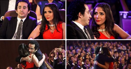 كان يوم حبك أجمل صدفة.. حلمى ومنى زكى يحتفلان بعيد ميلادهما فى يوم واحد