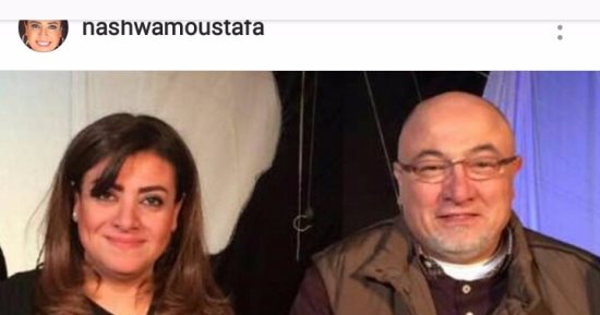 خالد الجندى والأب بطرس دانيال فى عرض "سيلفى مع الموت" لنشوى مصطفى