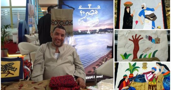 بالإبرة والإبداع.. "الخيامية" حرفة تحتضن التراث بخيوطها.. ورشة بركات عمرها 40 سنة وأعماله تمثل مصر بالخارج.. ويؤكد: الحرفة تكاد تندثر بسبب تفضيل الشباب للوظيفة.. والحل دعم الحكومة وإعلاء قيمة العمل اليدوى