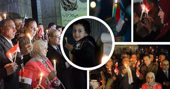 وقفة بالشموع  على سلالم "الصحفيين" حدادا على شهداء "الروضة"