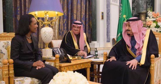 العاهل السعودى يستقبل كوندليزا رايس بقصر اليمامة