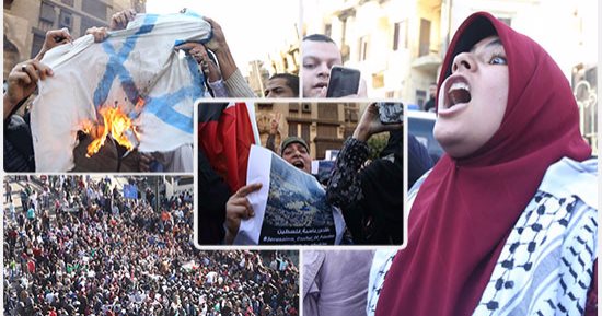 احتجاجات ضد قرار ترامب نقل السفارة للقدس عقب صلاة الجمعة بالأزهر