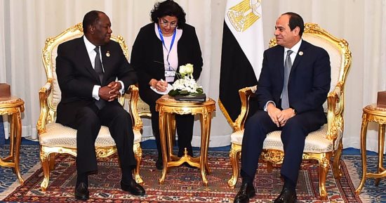 السيسي يلتقى رئيس كوت ديفوار ويتفقان على عقد لجنة مشتركة لتفعيل أطر التعاون