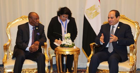 السيسي يشيد بمستوى التنسيق مع رئيس غينيا ويطالب بتفعيل نتائج زيارته لمصر