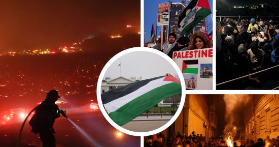 صور..العالم هذا الصباح.. مظاهرات أمريكية ضد قرار ترامب بشأن القدس.. استشهاد اثنين من الفلسطينيين وإصابة 1114 آخرين.. اشتباكات بأوكرانيا عقب اعتقال رئيس جورجيا السابق.. واستمرار حرائق كاليفورنيا