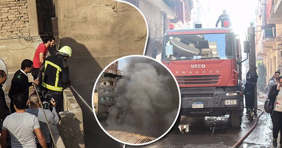 "الحماية المدنية" تتصدى للنيران بمخزن وعقارات باب الشعرية.. 25 سيارة إطفاء تسيطر على الحريق بعد 7 ساعات .. مد خراطيم مياه داخل الشوارع لصعوبة دخول السيارات.. تطاير النيران أدى لامتداد ألسنة اللهب بـ 3 عقارات