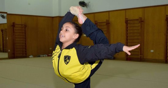 عالية أسامة تمثل وادى دجلة فى بطولة لكسمبورج للجمباز الإيقاعى