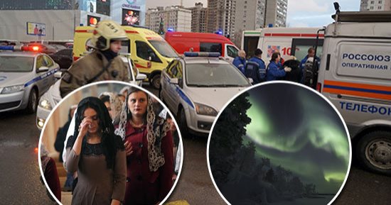 صور.. العالم هذا المساء.. مصرع 5 أشخاص فى حادث سير بروسيا.. قتيلان و12 جريحا فى انفجار مطعم بالإكوادور.. جميلات سوريا يتحدين الإرهاب بحضور قداس عيد الميلاد.. أضواء الشفق القطبى المبهرة تضئ سماء فنلندا