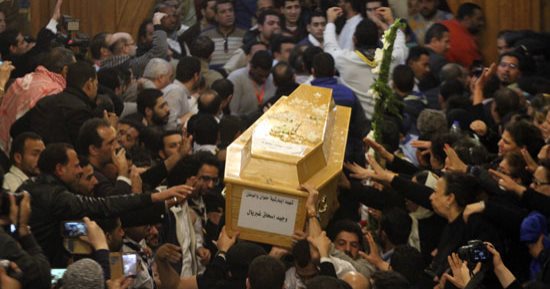 صور.. تشييع جثامين شهداء حادث حلوان الإرهابى من كنيسة السيدة العذراء بمطرانية حلوان