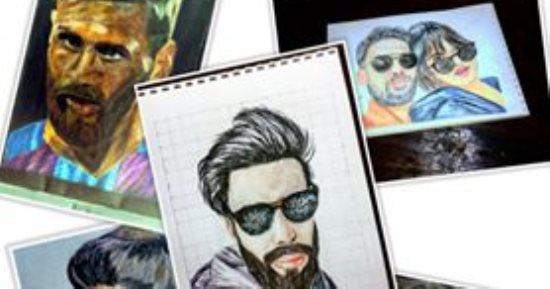 قارئ يشارك برسومات فنية "بورتريه" باستخدام الرصاص والفحم