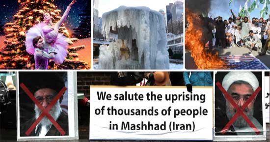 صور.. العالم هذا المساء.. العواصم تنتفض لدعم ثورة الفقراء فى إيران.. ضباب دخانى وموجة صقيع يضربان عدة دول.. استمرار احتفالات الكريسماس بروسيا فى ثانى أيام العام الجديد.. مظاهرات بباكستان ضد تغريدة لـ"ترامب"