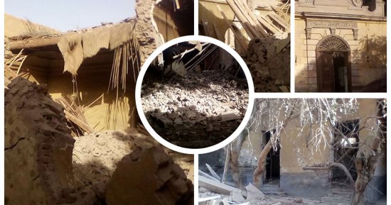 انهيار قصر هدى شعراوى التاريخى بالمنيا