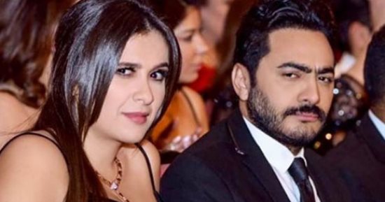 شاهد.. ياسمين عبد العزيز وتامر حسنى فى حفل توزيع جوائز وشوشة
