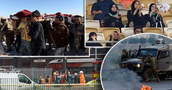 العالم هذا المساء بالصور.. إصابة أكثر من 40 فلسطينيا فى اشتباكات مع الاحتلال بغزة..حريق هائل بمحطة قطار نوتنجهام البريطانية..للمرة الأولى السعوديات داخل مدرجات كرة القدم.. و13 قتيلا بغارات أمريكية على أفغانستان