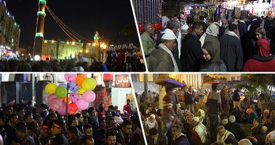 "نحن فى ساحة الحسين نزلنا.. فى حمى الله من أتى لحسينا".. أمواج بشرية فى الليلة الكبيرة لذكرى استقرار رأس حفيد الرسول.. انتشار أمنى مكثف.. نحر الماشية وتقديم لحومها للزوار.. والتهامى ينشد وسط تمايل الصوفية.. صور