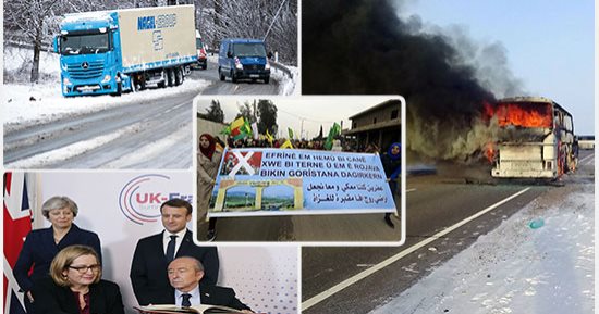 العالم هذا المساء بالصور.. أكراد سوريا يتحدون أردوغان: أراضينا مقبرة للغزاة.. عاصفة ثلجية تضرب أوروبا وتعطل الحركة بألمانيا.. اتفاقية بين باريس ولندن لمراقبة الهجرة على الحدود بينهما.. مصرع 52 شخصا فى كازاخستان