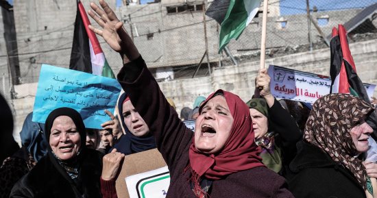 صور.. تظاهر مئات الفلسطينيين ضد تجميد أمريكا المساعدات للأونروا