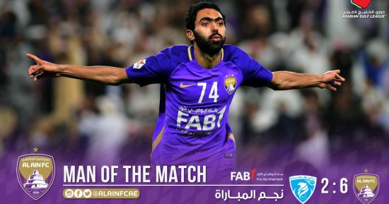 جماهير العين تختار حسين الشحات أفضل لاعب فى مواجهة حتا 