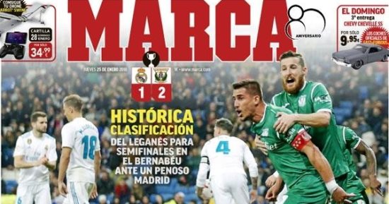 صحافة أوروبا بين خروج ريال مدريد الكارثى من كأس الملك ومواجهة فالفيردى لإسبانيول بالقوة الضاربة.. تأجيل انضمام دجيكو لتشيلسى بسبب تأشيرة وكيل أعماله.. ولاتسيو يخطف المركز الثالث بالكالتشيو بثلاثية فى أودينيزى