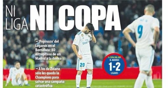 صحافة كتالونيا ساخرة من ريال مدريد: لا دورى ولا كاس