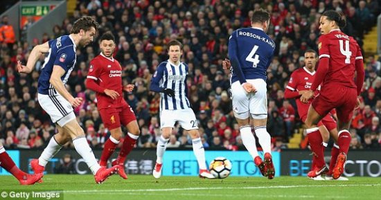 وست بروميتش يصعق ليفربول بثلاثية فى الشوط الأول من كأس الاتحاد