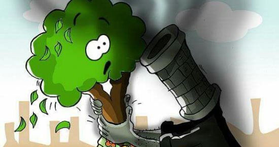حال الدنيا.. اغتيال الأخضر بسبب العوادم والأدخنة فى كاريكاتير اليوم السابع