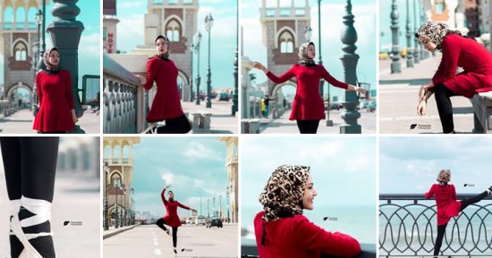 صور.. الباليه بالحجاب فى شوارع الإسكندرية.. طالبة الحقوق لليوم السابع: نظرات الناس لى بدأت باستغراب وتحولت للإعجاب.. هدفى الترويج لشوارع المدينة بشكل جديد.. والمصور: قدمنا رسالة أن عروس البحر أجمل المدن