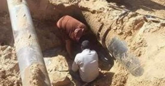 الانتهاء من إصلاح عطل خط المياه الرئيسى بشمال سيناء