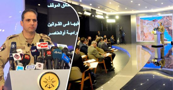 المتحدث العسكرى يكشف فى مؤتمر صحفى نتائج العملية الشاملة سيناء2018.. مقتل 71 تكفيريا وتدمير 158 هدفا بواسطة القوات الجوية و413 هدف بالمدفعية.. ويؤكد: استشهاد 7 من أبطال القوات المسلحة وإصابة 6 آخرين