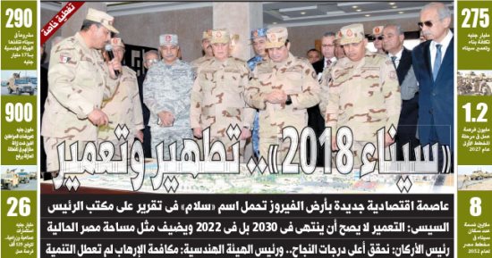 اليوم السابع: سيناء 2018.. تطهير وتعمير