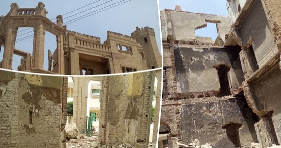 صور.. "اليوم السابع" يدق ناقوس الخطر.. قصر الملك فاروق بالشرقية مهدد بالانهيار.. وحياة تلاميذ المدرسة الملحقة به فى خطر.. الأهالى: مهجور منذ 5 سنوات.. والآثار: القصر تابع للمحافظة وليس للوزارة