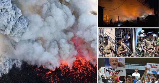 صور.. العالم هذا المساء.. حريق يلتهم 150 منزلا ويشرد أكثر من 400 أسرة بالفلبين.. مقتل 39 شخصا فى سقوط طائرة نقل روسية بسوريا.. بركان "جيمس بوند" باليابان ينفث رمادا.. سريلانكا تفرض حالة الطوارىء بعد أعمال عنف