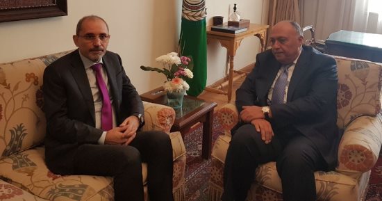 سامح شكرى يبحث مع نظيره الأردنى مستجدات الأوضاع بالمنطقة وقضية فلسطين